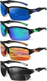 4 Pack Polarized Sports Sunglasses for Men Women Baseball Cycling Running Fishing UV Protection Sun Glasses Lightweight Half Frame Goggles